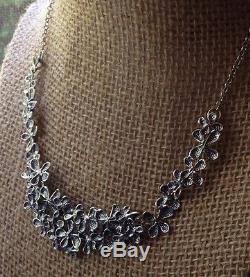 NWOT Or Paz Sterling Silver 925 Flowers Bib Necklace 15 Made in Israel