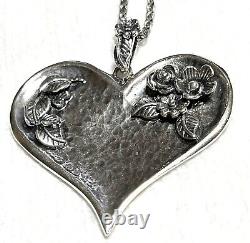 NWOT Or Paz Sterling Silver 925 Large Heart Pendant 24 Chain Made Israel PZ