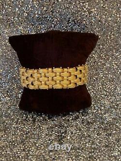 NWOT Sterling Silver 925 Gold Plated Mesh Wide Bracelet Made In Italy