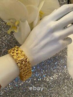 NWOT Sterling Silver 925 Gold Plated Mesh Wide Bracelet Made In Italy