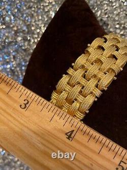 NWOT Sterling Silver 925 Gold Plated Mesh Wide Bracelet Made In Italy