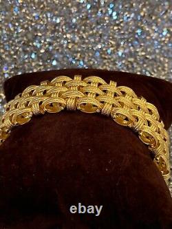 NWOT Sterling Silver 925 Gold Plated Mesh Wide Bracelet Made In Italy