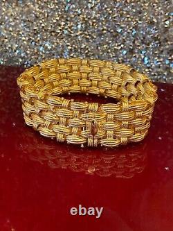NWOT Sterling Silver 925 Gold Plated Mesh Wide Bracelet Made In Italy