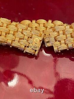 NWOT Sterling Silver 925 Gold Plated Mesh Wide Bracelet Made In Italy