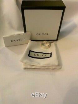 NWT Gucci Sterling Silver made in Italy Trademark Textured Band Ring size 6.75