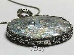NWT OR PAZ ROMAN GLASS LARGE ROUND PENDANT Sterling Silver 925 Made In Israel