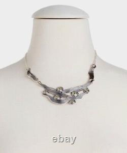 NWT Or Paz Sterling Silver 925 Peridot Textured Heavy Necklace Made Israel PZ