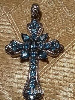 NWT Pendant Barbara Bixby Blue Topaz 925 Sterling SilverCross. Made in Thailand