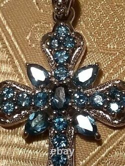 NWT Pendant Barbara Bixby Blue Topaz 925 Sterling SilverCross. Made in Thailand