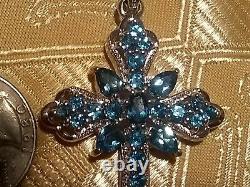 NWT Pendant Barbara Bixby Blue Topaz 925 Sterling SilverCross. Made in Thailand