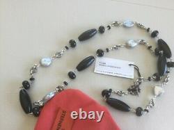 NWT STEPHEN DWECK Made In USA Sterling Silver Black Agate And Pearl Necklace
