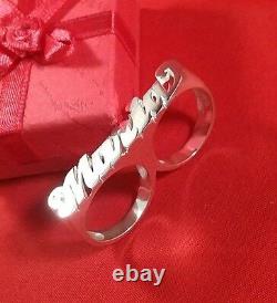 Name Ring Two Finger Personalized Sterling Silver Any Name Made in USA