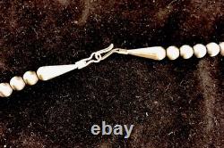 Native American 4mm Sterling Silver Navajo Pearls 20 Hook & Eye Cone Necklace