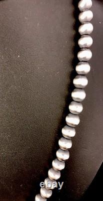 Native American 5mm Sterling Silver Beads Navajo 20 Hook & Eye Cone Necklace