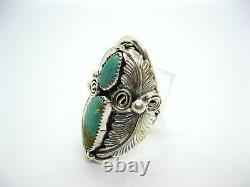 Native American Made Huge Sterling Silver Men's Turquoise Ring Size 11 1/2
