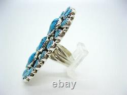 Native American Made Sterling Silver Huge Turquoise Nugget Adjustable Ring