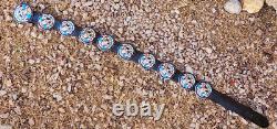 Native American Made Sterling Silver Multi Stone Inlay Concho Belt 36
