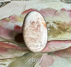 Native American Made Sterling Silver Pink Scolecite Ring Stamped