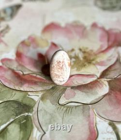 Native American Made Sterling Silver Pink Scolecite Ring Stamped