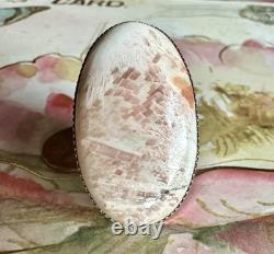 Native American Made Sterling Silver Pink Scolecite Ring Stamped