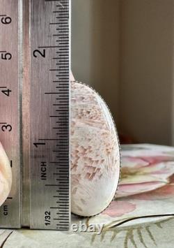 Native American Made Sterling Silver Pink Scolecite Ring Stamped