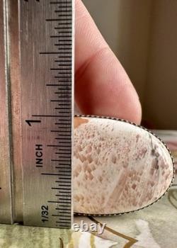 Native American Made Sterling Silver Pink Scolecite Ring Stamped