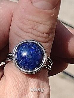 Native American Made Sterling Silver Size 11 Lapis Lazuli Ring