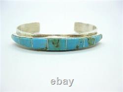 Native American Made Sterling Silver Turquoise Inlay Bracelet