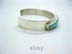 Native American Made Sterling Silver Turquoise Inlay Bracelet