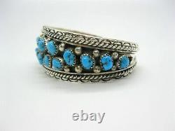 Native American Made Sterling Silver Turquoise Nugget Cuff Bracelet
