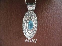 Native American Made Sterling Silver Turquoise Pendant On A 18 Chain - P55