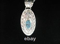 Native American Made Sterling Silver Turquoise Pendant On A 18 Chain - P55