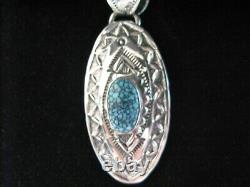 Native American Made Sterling Silver Turquoise Pendant On A 18 Chain - P55