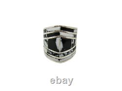 Native American Made Sterling Silver White Buffalo 20 Stone Inlay Ring Size 7.5