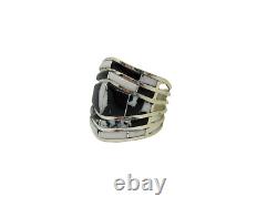 Native American Made Sterling Silver White Buffalo 20 Stone Inlay Ring Size 7.5
