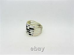 Native American Made Sterling Silver White Buffalo 20 Stone Inlay Ring Size 9