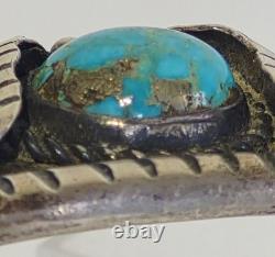 Native American Navajo Made Bracelet With Turquoise Sterling Silver Jewelry Nice