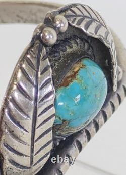 Native American Navajo Made Bracelet With Turquoise Sterling Silver Jewelry Nice