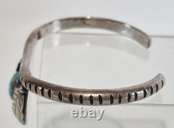 Native American Navajo Made Bracelet With Turquoise Sterling Silver Jewelry Nice