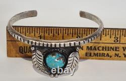 Native American Navajo Made Bracelet With Turquoise Sterling Silver Jewelry Nice