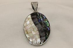 Native American Navajo Made Sterling Silver Inlay Pendant