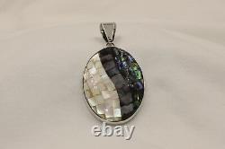 Native American Navajo Made Sterling Silver Inlay Pendant