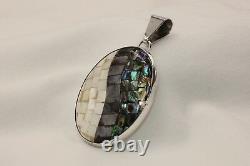 Native American Navajo Made Sterling Silver Inlay Pendant