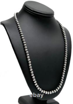 Native American Navajo Pearls 3mm Sterling Silver Bead Necklace 14 30 Native American Navajo Pearls 3mm Sterling Silver Bead Necklace 14 30
