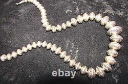 Native American Navajo Pearls Necklace Sterling Silver hand made 20