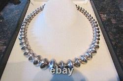 Native American Navajo Pearls Necklace Sterling Silver hand made 20