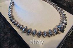 Native American Navajo Pearls Necklace Sterling Silver hand made 20