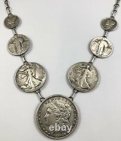 Native American Sterling Silver Coin Necklace Made w Genuine U. S. Morgan Dollar