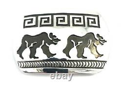Native American Sterling Silver Hand Made Bear Design Belt Buckle