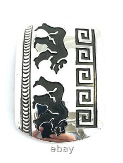 Native American Sterling Silver Hand Made Bear Design Belt Buckle